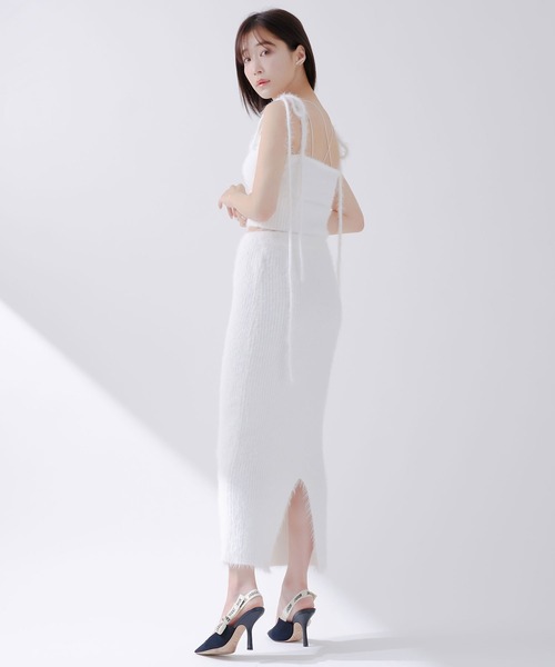 qumerry.（キュメリ）の「フラッフィーニットセットアップ（ワンピース・レディース・スモークピンク/サックスブルー/ホワイト・MEDIUM/SMALL）」の7枚目の写真