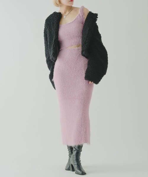 qumerry.（キュメリ）の「フラッフィーニットセットアップ（ワンピース・レディース・スモークピンク/サックスブルー/ホワイト・MEDIUM/SMALL）」の12枚目の写真