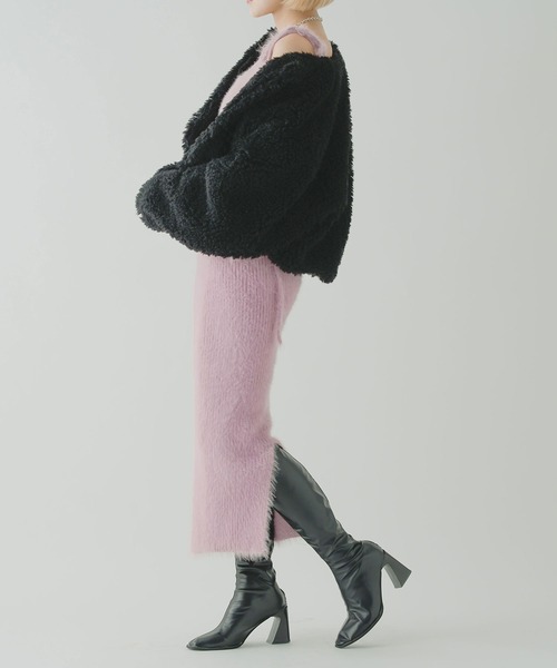 qumerry.（キュメリ）の「フラッフィーニットセットアップ（ワンピース・レディース・スモークピンク/サックスブルー/ホワイト・MEDIUM/SMALL）」の10枚目の写真