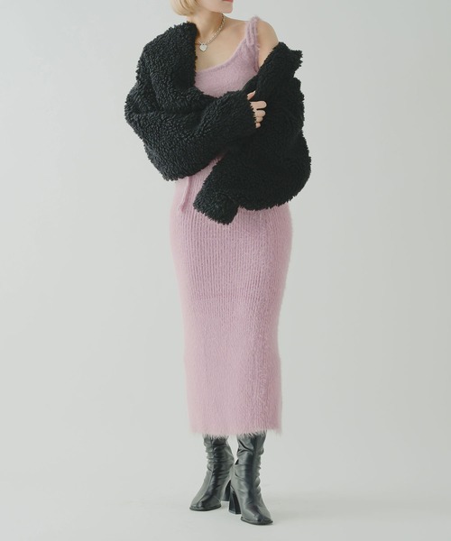 qumerry.（キュメリ）の「フラッフィーニットセットアップ（ワンピース・レディース・スモークピンク/サックスブルー/ホワイト・MEDIUM/SMALL）」の11枚目の写真