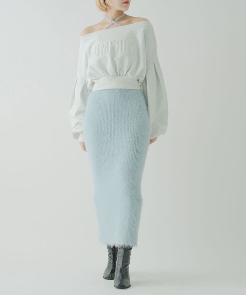 qumerry.（キュメリ）の「フラッフィーニットセットアップ（ワンピース・レディース・スモークピンク/サックスブルー/ホワイト・MEDIUM/SMALL）」の20枚目の写真