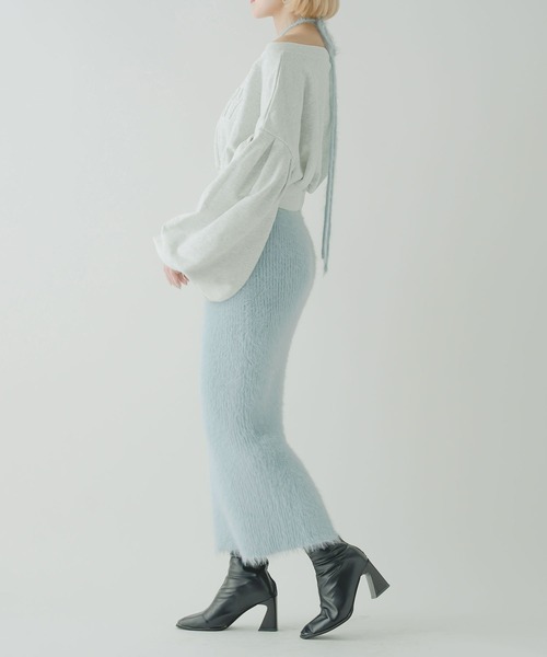 qumerry.（キュメリ）の「フラッフィーニットセットアップ（ワンピース・レディース・スモークピンク/サックスブルー/ホワイト・MEDIUM/SMALL）」の18枚目の写真