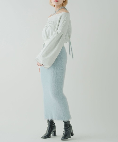 qumerry.（キュメリ）の「フラッフィーニットセットアップ（ワンピース・レディース・スモークピンク/サックスブルー/ホワイト・MEDIUM/SMALL）」の19枚目の写真
