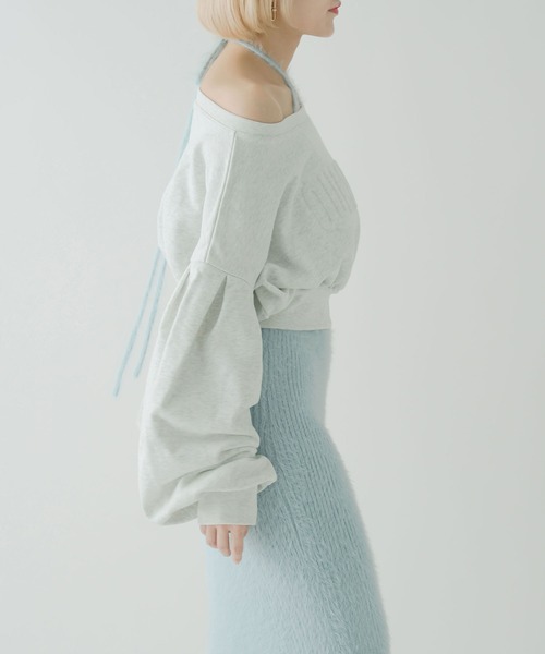 qumerry.（キュメリ）の「フラッフィーニットセットアップ（ワンピース・レディース・スモークピンク/サックスブルー/ホワイト・MEDIUM/SMALL）」の14枚目の写真