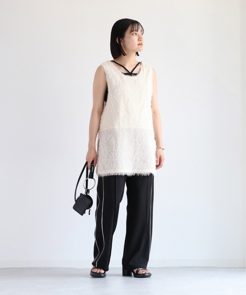cepo（セポ）の「フリンジベストミニワンピース 2WAY（チュニック・レディース・オフホワイト/ブラック・M）」の9枚目の写真
