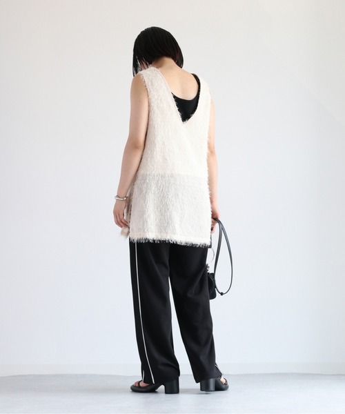 cepo（セポ）の「フリンジベストミニワンピース 2WAY（チュニック・レディース・オフホワイト/ブラック・M）」の13枚目の写真