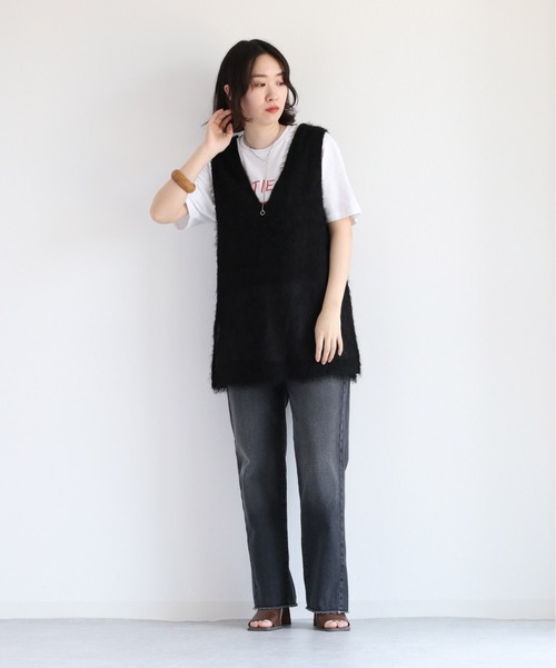cepo（セポ）の「フリンジベストミニワンピース 2WAY（チュニック・レディース・オフホワイト/ブラック・M）」の18枚目の写真