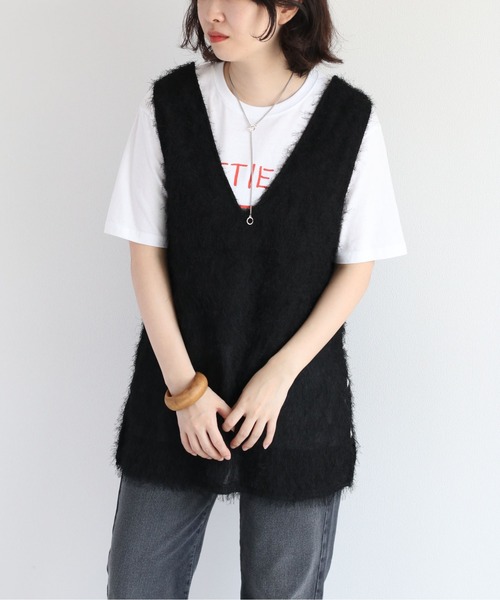 cepo（セポ）の「フリンジベストミニワンピース 2WAY（チュニック・レディース・オフホワイト/ブラック・M）」の14枚目の写真