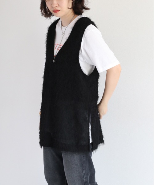 cepo（セポ）の「フリンジベストミニワンピース 2WAY（チュニック・レディース・オフホワイト/ブラック・M）」の16枚目の写真