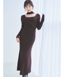 MERCURYDUO | 2WAYランダムリブビスチェ風マーメイドニットトワンピース(ワンピース)