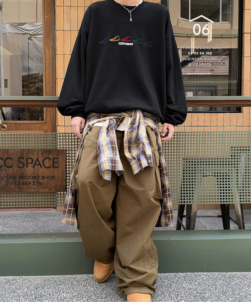 【セール】【neos -addictive design-】CONVERSE コンバース ルーズシルエット シューズロゴ 刺繍 裏起毛 クルーネック スウェット プルオーバー（スウェット）｜CONVERSE（コンバース）