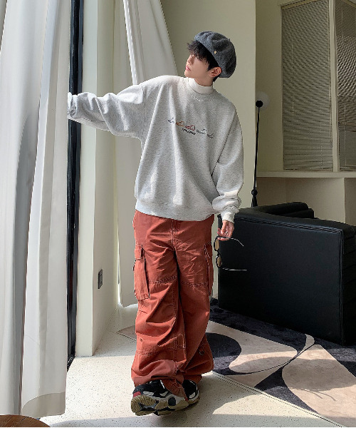 【セール】【neos -addictive design-】CONVERSE コンバース ルーズシルエット シューズロゴ 刺繍 裏起毛 クルーネック スウェット プルオーバー（スウェット）｜CONVERSE（コンバース）