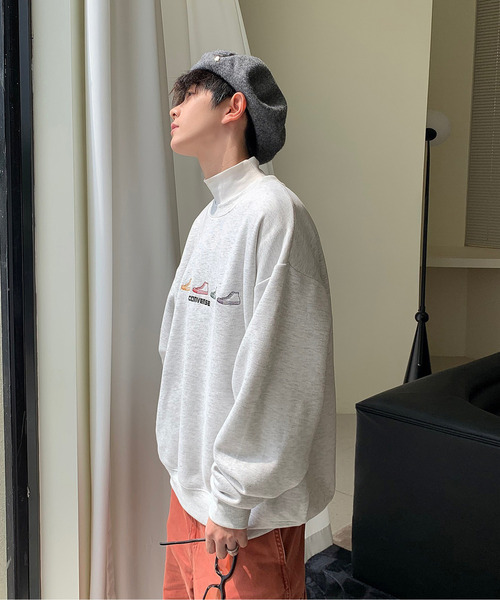 【セール】【neos -addictive design-】CONVERSE コンバース ルーズシルエット シューズロゴ 刺繍 裏起毛 クルーネック スウェット プルオーバー（スウェット）｜CONVERSE（コンバース）