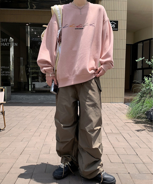 【セール】【neos -addictive design-】CONVERSE コンバース ルーズシルエット シューズロゴ 刺繍 裏起毛 クルーネック スウェット プルオーバー（スウェット）｜CONVERSE（コンバース）