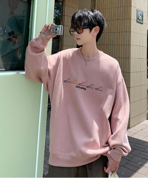 【セール】【neos -addictive design-】CONVERSE コンバース ルーズシルエット シューズロゴ 刺繍 裏起毛 クルーネック スウェット プルオーバー（スウェット）｜CONVERSE（コンバース）