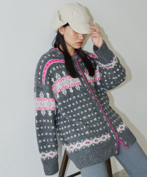 Auntie Rosa Holiday（アンティローザホリデー）の「ノルディックニットカーディガン（カーディガン/ボレロ・レディース・アイボリー/グレー・FREE）」の11枚目の写真