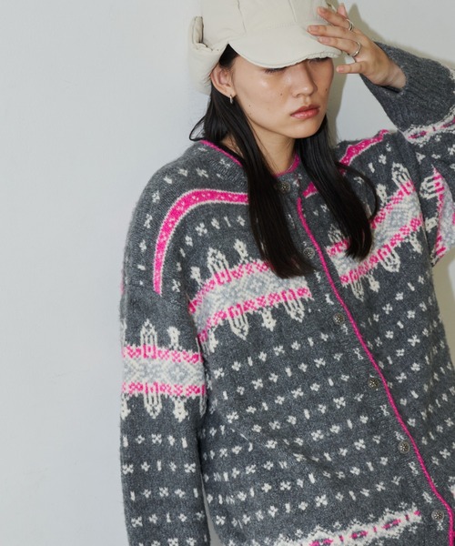 Auntie Rosa Holiday（アンティローザホリデー）の「ノルディックニットカーディガン（カーディガン/ボレロ・レディース・アイボリー/グレー・FREE）」の12枚目の写真