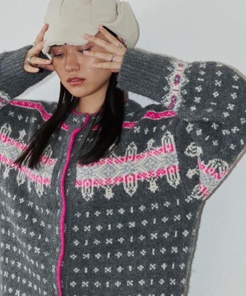 Auntie Rosa Holiday（アンティローザホリデー）の「ノルディックニットカーディガン（カーディガン/ボレロ・レディース・アイボリー/グレー・FREE）」の13枚目の写真