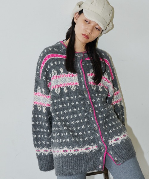 Auntie Rosa Holiday（アンティローザホリデー）の「ノルディックニットカーディガン（カーディガン/ボレロ・レディース・アイボリー/グレー・FREE）」の9枚目の写真