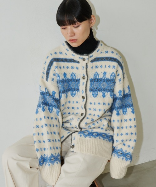 Auntie Rosa Holiday（アンティローザホリデー）の「ノルディックニットカーディガン（カーディガン/ボレロ・レディース・アイボリー/グレー・FREE）」の21枚目の写真
