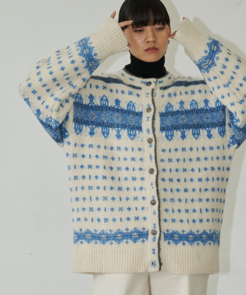 Auntie Rosa Holiday（アンティローザホリデー）の「ノルディックニットカーディガン（カーディガン/ボレロ・レディース・アイボリー/グレー・FREE）」の22枚目の写真