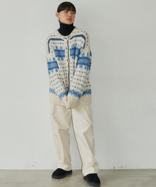 Auntie Rosa Holiday（アンティローザホリデー）の「ノルディックニットカーディガン（カーディガン/ボレロ・レディース・アイボリー/グレー・FREE）」の5枚目の写真