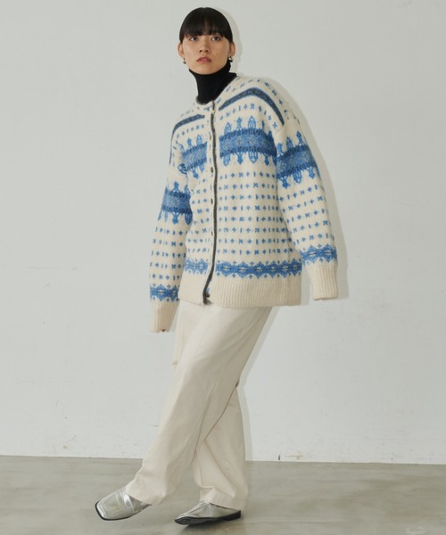 Auntie Rosa Holiday（アンティローザホリデー）の「ノルディックニットカーディガン（カーディガン/ボレロ・レディース・アイボリー/グレー・FREE）」の4枚目の写真