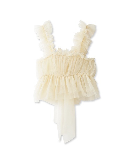 SNIDEL(スナイデル)の「フリルチュールキャミソール(シャツ/ブラウス・レディース・ダークグレー/サックスブルー/アイボリー・FREE)」の13枚目の写真