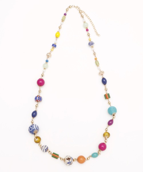 チャイハネ（チャイハネ）の「【チャイハネ】セラミビーズネックレス（ネックレス・レディース・ブラック/カラフル・FREE）」の6枚目の写真