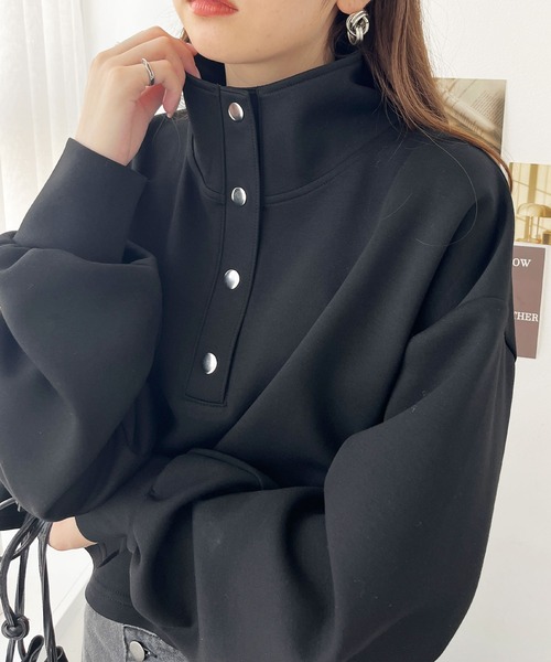 GeeRA(ジーラ)の「ダンボールハーフスナップショートプルオーバー(Tシャツ/カットソー・レディース・アイボリー/ブラック・LARGE/MEDIUM)」の11枚目の写真