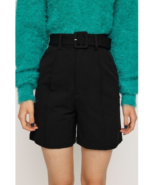 SLY(スライ)の「BELTED PINTUCK S/PT ベルテッド ピンタック ショートパンツ(スラックス・レディース・ブラック・2/1/0)」の4枚目の写真