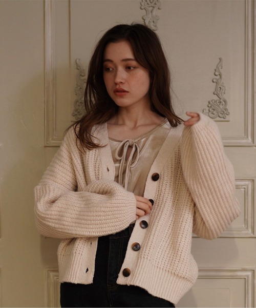 t a r o s u(タロス)の「low gauge cardigan/ローゲージカーディガン(カーディガン/ボレロ・レディース・ブラウン/アイボリー・FREE)」の1枚目の写真