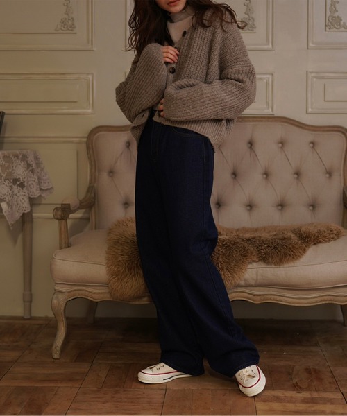 t a r o s u(タロス)の「low gauge cardigan/ローゲージカーディガン(カーディガン/ボレロ・レディース・ブラウン/アイボリー・FREE)」の14枚目の写真