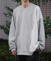 MinoriTY | 【MinoriTY】ドッキングファスナー付きクルーネックスウェット トレーナー 裏毛 メンズ 春服 冬服 オーバーサイズ プルオーバー ビッグシルエット ルーズフィット(スウェット)