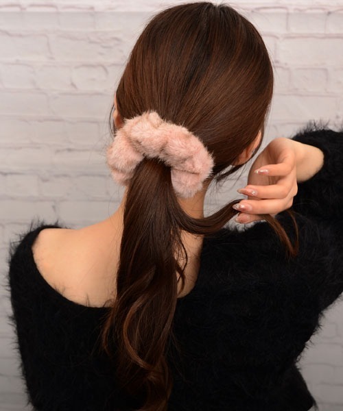 たっぷりボリュームファーシュシュ  ワイン/親子スワン♡ float】もこもこ フェイクファー ボリューム シュシュ【6色展開