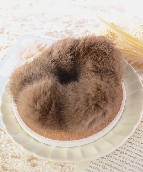 たっぷりボリュームファーシュシュ  ワイン/親子スワン♡ たっぷりボリュームファーシュシュ ワイン/親子スワン♡