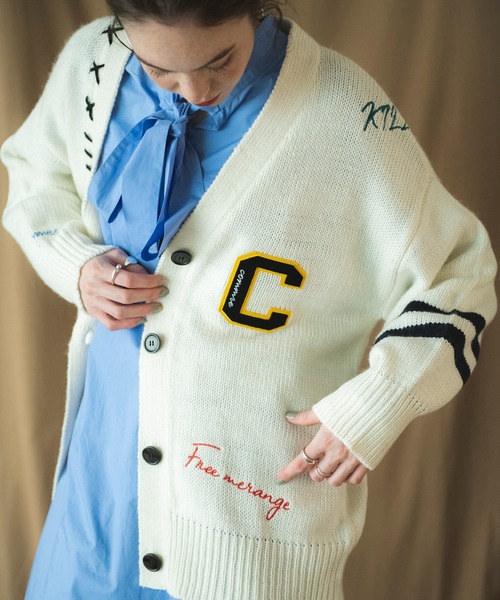 COMMRE（コムル）の「レタード刺繍カーディガン（カーディガン/ボレロ・レディース・アイボリー/チャコールグレー・FREE）」の20枚目の写真