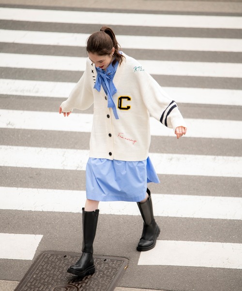 COMMRE（コムル）の「レタード刺繍カーディガン（カーディガン/ボレロ・レディース・アイボリー/チャコールグレー・FREE）」の14枚目の写真