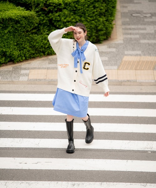 COMMRE（コムル）の「レタード刺繍カーディガン（カーディガン/ボレロ・レディース・アイボリー/チャコールグレー・FREE）」の15枚目の写真