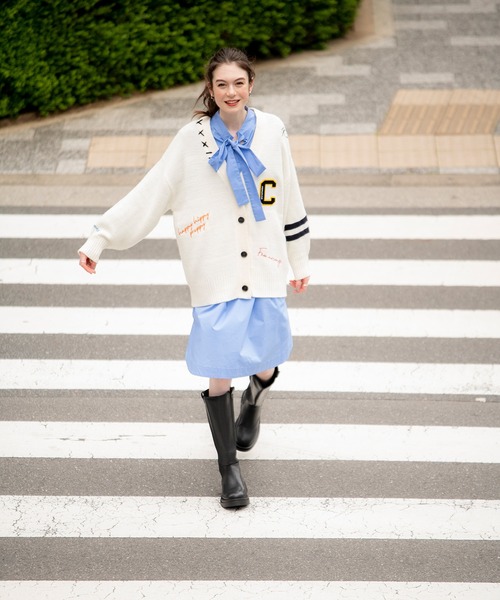 COMMRE（コムル）の「レタード刺繍カーディガン（カーディガン/ボレロ・レディース・アイボリー/チャコールグレー・FREE）」の16枚目の写真