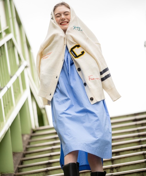 COMMRE（コムル）の「レタード刺繍カーディガン（カーディガン/ボレロ・レディース・アイボリー/チャコールグレー・FREE）」の9枚目の写真