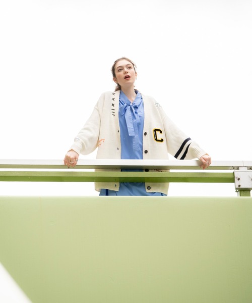 COMMRE（コムル）の「レタード刺繍カーディガン（カーディガン/ボレロ・レディース・アイボリー/チャコールグレー・FREE）」の11枚目の写真