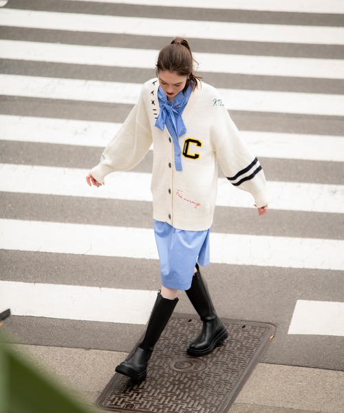 COMMRE（コムル）の「レタード刺繍カーディガン（カーディガン/ボレロ・レディース・アイボリー/チャコールグレー・FREE）」の12枚目の写真