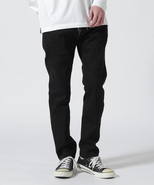 1piu1uguale3 RELAX（ウノピュウノウグァーレトレリラックス）の「1PIU1UGUALE3 RELAX/ウノピゥウノウグァーレトレ リラックス/フェイクファスナーボタンフライダメージデニム（デニムパンツ・メンズ・ブラック・L/M/XL/XXL）」の11枚目の写真