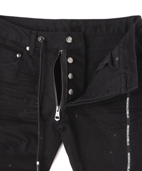 1piu1uguale3 RELAX（ウノピュウノウグァーレトレリラックス）の「1PIU1UGUALE3 RELAX/ウノピゥウノウグァーレトレ リラックス/フェイクファスナーボタンフライダメージデニム（デニムパンツ・メンズ・ブラック・L/M/XL/XXL）」の7枚目の写真