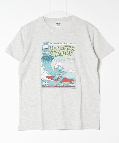 ALWAYS GOOD TIME(オルウェイズグッドタイム)の「【THE SMURFS/スマーフ】天竺クルーネック半袖ワンポイント刺繍・プリントTシャツ(Tシャツ/カットソー・レディース・ブラック/オートミール/ライトパープル/アクア・M/L)」の3枚目の写真