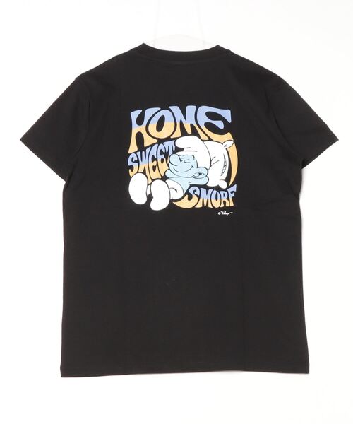 ALWAYS GOOD TIME(オルウェイズグッドタイム)の「【THE SMURFS/スマーフ】天竺クルーネック半袖ワンポイント刺繍・プリントTシャツ(Tシャツ/カットソー・レディース・ブラック/オートミール/ライトパープル/アクア・M/L)」の5枚目の写真
