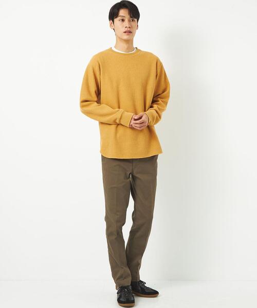 green label relaxing（グリーンレーベルリラクシング）の「メランジワッフル クルーネック カットソー（Tシャツ/カットソー・メンズ・オフホワイト/ダークグレー/マスタード・S/XL/M/L）」の16枚目の写真