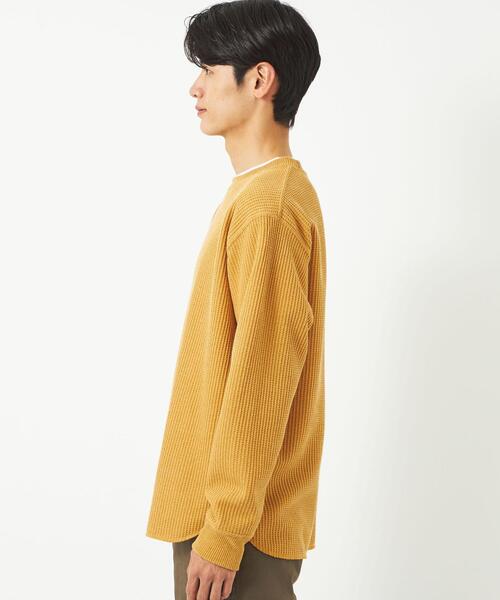 green label relaxing（グリーンレーベルリラクシング）の「メランジワッフル クルーネック カットソー（Tシャツ/カットソー・メンズ・オフホワイト/ダークグレー/マスタード・S/XL/M/L）」の6枚目の写真
