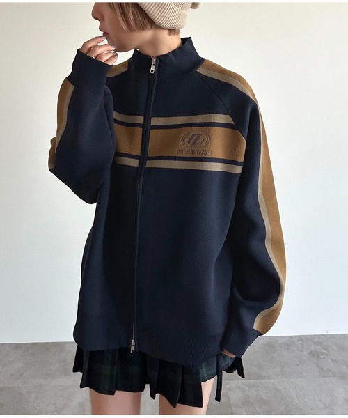 apres jour mignon(アプレジュールミニョン)の「アソートスポンディッシュニットトラックジャケット【ZOZOTOWN限定アイテム】(ジャージ・レディース・アイボリー/ブラウン/ネイビー/ボルドー/ブラック・フリー/X-LARGE)」の4枚目の写真